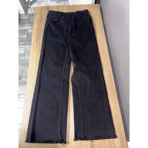 ASKK NY Size 26 Crop Wide Leg Raw Fray Hem Women's Light Blue Jeans High Rise